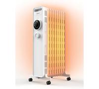 Midea NY2009-22M Radiatore ad olio 2000 W, termoventilatore a risparmio energetico, silenzioso, radiatore a 9 costole, termostato regolabile, 3 livelli di riscaldamento, protezione antigelo, display