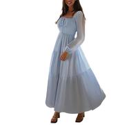 Midi Corset A Line Dress Flowy Sundress Party Wedding Guest Dresses, Blu, S