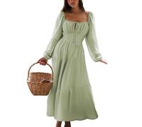 Midi Corset A Line Dress Flowy Sundress Party Wedding Guest Dresses, verde, XL