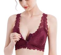 MIDILI Reggiseno for Mastectomia con Cerniera Frontale con Tasche Reggiseno Post-operatorio da Donna Reggiseno Quotidiano Bralette in Pizzo Senza Fili da Donna (Color : Red, Size : XXXXL/XXXX-Large)
