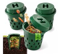 MidingChai 3 pezzi Fattoria sotterranea di vermi 8L con coperchio, bidone per compost in PVC con foro di ventilazione, kit di base organico per il miglioramento del suolo nelle piante, compostiera per
