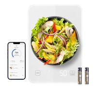 MidingChai Bilancia Cucina Digitale con APP - Bilancia Elettronica Intelligente 10kg, Vetro Temperato, Analisi Nutrizionale e Calorie, Impermeabile, Ideale per Dieta e Fitness，Bianco