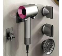 MidingChai Porta Phon Compatibile con Dyson, Adesivo, Appendi Phon Bagno, Porta Asciugacapelli avec Rangement des câbles, Convient pour 3 embouts, en alliage d'aluminium