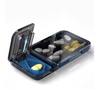 MidingChai Porta Pillole Settimanale 4 Scomparti+Taglia Pastiglie 2 in 1, Multifunzionale Porta Pasticche Adatto per Tablet Grandi Piccoli,Portatile Tagliapillole adatto Viaggi uso Quotidiano (Grigio)