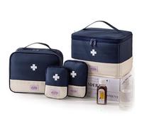 MidingChai Set di 4 scatole per medicinali, scatola per medicinali, con manici, scatola impermeabile per medicinali, borsa per medicinali, viaggi a casa, all'aperto (blu)