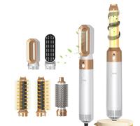 MidingChai Spazzola Asciugacapelli 5 in 1 Multifunzione, Styler Ionico Anticrespo con Aria Calda, Accessori Rimovibili per Asciugare, Arricciare e Raddrizzare Capelli (Bianco)