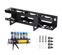MidingChai Supporto per siringa in silicone Porta Bombolette a Parete Multifunzionale con Alloggiamento Pistola Colla - Organizzatore per Spray, Adesivi- Ideale per Garage, Officina, Negozio - Nero