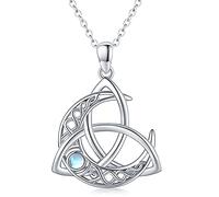 Midir&Etain Collana celtica 925 argento sterling celtico luna ciondolo collana Trinity Knot Moonstone Moon dea collana gioielli regali per le donne teenager fidanzata