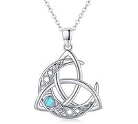 Midir&Etain Collana celtica 925 argento sterling collana ciondolo luna celtica Trinity Knot turchese luna collana dea gioielli regali per donne signore ragazze
