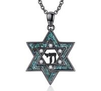 Midir&Etain Collana con ciondolo a forma di stella di David, in argento Sterling 925 con turchese e stella ebraica, idea regalo per donne e ragazze, Argento sterling, Turchese sintetico