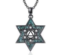 Midir&Etain Collana con ciondolo a forma di stella di David, in argento Sterling 925 con turchese e stella ebraica, idea regalo per donne e ragazze, Argento sterling, Turchese sintetico