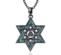 Midir&Etain Collana con ciondolo a forma di stella di David, in argento Sterling 925 con turchese e stella ebraica, idea regalo per donne e ragazze, Argento sterling, Turchese sintetico