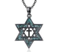Midir&Etain Collana con ciondolo a forma di stella di David, in argento Sterling 925 con turchese e stella ebraica, idea regalo per donne e ragazze, Argento sterling, Turchese sintetico