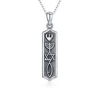 Midir&Etain Collana ebraica in argento Sterling 925 con ciondolo messianico Mezuzah, gioiello di protezione Hanukkah, regalo per donne e moglie, Argento sterling