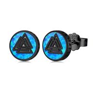 Midir&Etain Orecchini a perno vichinghi per uomini e donne, in argento Sterling 925, con opale nero e blu, gioielli pagani norvegesi, regalo di compleanno per la festa della mamma, per ragazzi e