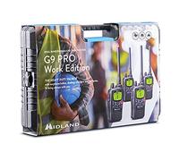Midland - 4 Walkie Talkie G9 Pro Work Edition 103 Canali (34 PMR446/69 LPD), Ricetrasmittenti Professionali No Licenza, Portata 10Km, IPX4 Waterproof, Autonomia 18H, Batterie Ricaricabili e Accessori