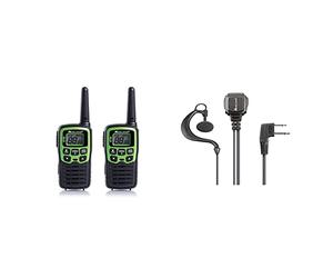 Midland C1177 XT30 - Radio Entry Level Ricetrasmittente Walkie Talkie - Colore Verde & Microfono, MA21-L PRO con cavo spiralato, Mono Auricolare, Interruttore VOX/PTT