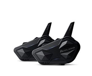 Midland Rush RCF Twin C1527.01, Interfono Moto Bluetooth e Mesh Doppio, Auricolari Casco Impermeabili IPX6, Cancellazione Rumore, Radio FM integrata e Web Radio Via App.