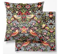 midland textiles William Morris, federa per cuscino in morbido velluto felpato per divano, decorazione per la casa, 46 x 46 cm, motivo: fragole (ebano)