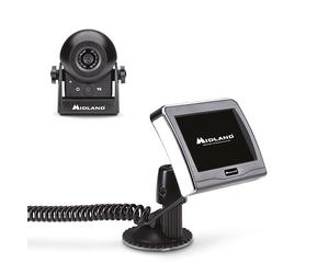Midland - Wireless RV Cam Telecamera Retromarcia Auto, Camper, Roulotte e Altri Veicoli - Telecamera per Auto con Angolo di Visione 120°, LED IR, Facile Installazione Senza Forature, Monitor Incluso