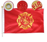 MIDLE Bandiera dei vigili del fuoco 3x5 Ft Outdoor Large Logo ricamato Pompiere | Quadruple Cucito Fly Ends| US Firefighter Service Settore Bandiere Casa Decorazione Banner