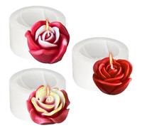 Midnadiy 3 stampi per candele in silicone, forma di rosa, in silicone, perfetti per la produzione di candele profumate fatte a mano, fiori di rosa, sapone, gesso, resina e regali artigianali