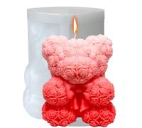 Midnadiy 3d orso stampi in silicone, rosa orso stampo candela, fiore orso stampo candela in silicone, stampi candela fai da te per saponi fatti in casa, regali di San Valentino (grande)