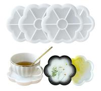 Midnadiy 4 pezzi di stampi per sottobicchieri in resina - Stampi da vassoio in silicone durevoli per resina epossidica, Jesmonite Terrazzo, cemento, gesso. (Flowertray)