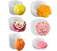 Midnadiy 6 Pezzi stampi in silicone a forma di fiori, stampi per candele di qualità alimentare, Adatto per decorazioni di torte, cioccolato, sapone, stampi per candele 3D