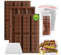 Midnadiy Cioccolato Del Silicone Della Muffa, Muffa Profonda Del Silicone Della Barra di Cioccolato 3pcs Con Il Raschietto e La Borsa 100pcs, Muffa Del Cioccolato Di Dubai Per Le Caramelle Pralinate