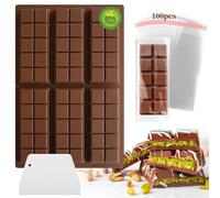 Midnadiy Cioccolato Del Silicone Della Muffa, Muffa Profonda Del Silicone Della Barra di Cioccolato Di 6 Barre Con Il Raschietto e La Borsa 100pcs, Muffa Del Cioccolato Di Dubai Per Le Caramelle Di