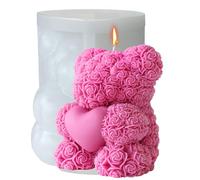 Midnadiy Stampi in silicone 3D, forma a forma di orso di rosa, in silicone, per candele, per saponi fatti in casa, regali di San Valentino, regali di compleanno (piccoli)