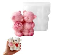 Midnadiy Stampi in silicone 3D, orso Hugging Bear, stampi per candele fai da te, forma a forma di orso rosa, stampi per saponi fatti in casa, regali di San Valentino, regali di compleanno