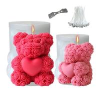 Midnadiy stampi in silicone orso 3D, stampo per candela orso rosa, stampo in silicone per candela, stampi per colata, stampi per candela fai da te per saponi fatti in casa, regali (M+XL）