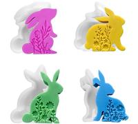 Midnadiy Stampi in silicone per Pasqua, 4 stampi in silicone a forma di coniglio, 3D coniglio, Pasqua, stampo per colata di coniglio, stampo in silicone per Pasqua, stampi in silicone per gesso