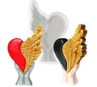 Midnadiy Stampi per candele in silicone, stampi per candele a forma di cuore e ali in 3D per un facile rilascio, stampi in silicone per candele DIY Aromatherapy Candle Mould for Valentine's Day