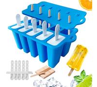 Midnadiy Stampi per Ghiaccioli con Bastoncini - Stampi per Gelato in Silicone a 10 Cavità, Stampo Ghiaccioli Fatti in Casa per Bambini, Neonati, Adulti, Rilascio Facile e Senza BPA (Blue)