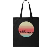 Midnight Bike Ride Bicycle Graphic Natural Ecological Cotton Tote Bag Nero, Nero, Taglia Unica, nero, Taglia unica