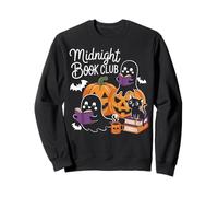 Midnight Book Club Ghosts Pumpkins Bats Cat Felpa