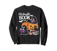 Midnight Book Club Ghosts Pumpkins Bats Cat Felpa