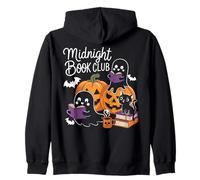 Midnight Book Club Ghosts Pumpkins Bats Cat Felpa con Cappuccio