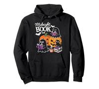 Midnight Book Club Ghosts Pumpkins Bats Cat Felpa con Cappuccio