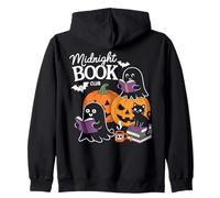 Midnight Book Club Ghosts Pumpkins Bats Cat Felpa con Cappuccio