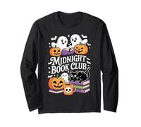Midnight Book Club Ghosts Pumpkins Bats Cat Maglia a Manica