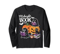 Midnight Book Club Ghosts Pumpkins Bats Cat Maglia a Manica