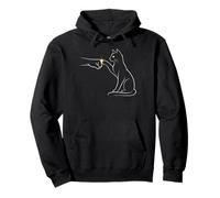 Midnight Cat Touch Magical Bond Line Art Cat Silhouette Felpa con Cappuccio