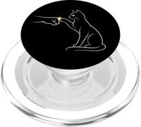 Midnight Cat Touch Magical Bond Line Art Cat Silhouette PopSockets PopGrip per MagSafe