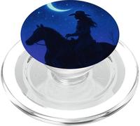 Midnight Cowgirl Ride Crescent Moon Western Night Estetica PopSockets PopGrip per MagSafe