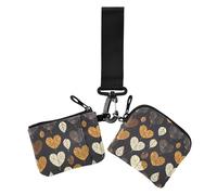 Midnight - Custodie per carte d'identità da donna, a forma di cuore, piccole e portatili, con tasca con cerniera, per uso quotidiano, confezione da 2