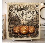 Midnight Harvest - Tenda da doccia con citazione Jack-o'-Lanterns, 183 x